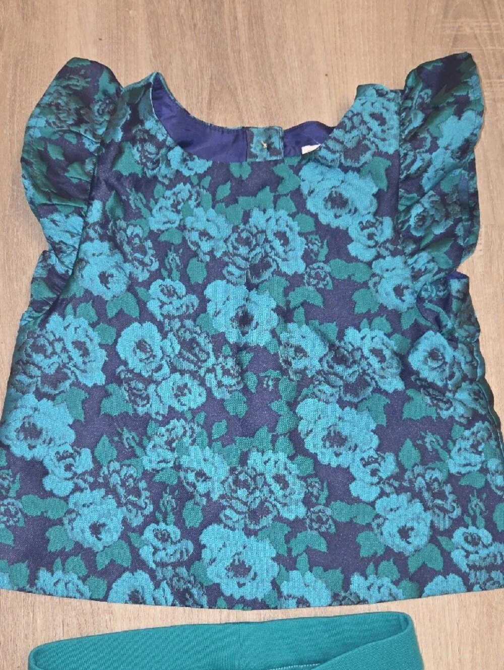 Janie and Jack Teal and Navy Floral Dress Top